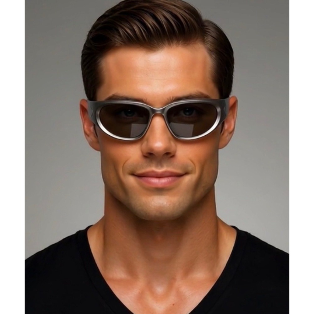 Sport Sunglasses Men's‎ Driving Fishing Golf Gray Frame Black Lens Driving UV400